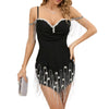 Backless bandage dress for women by Yeha Maison featuring a diamond chain detail and sleek, fitted design.