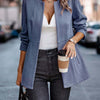 Women's herringbone slim open-front wool blazer by Yeha Maison, featuring a tailored fit and classic herringbone pattern.