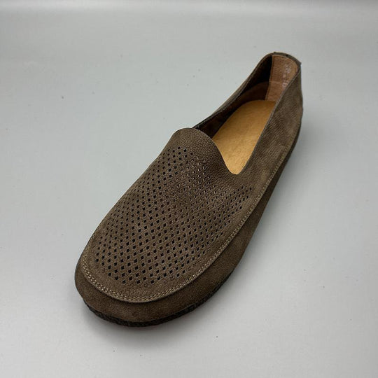 Men's perforated leather slip-on shoes by Yeha Maison featuring breathable design and sleek style.