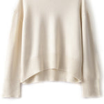 Women's oversized wool pullover sweater with mock-neck from Yeha Maison, shown in soft, cozy fabric and relaxed fit.
