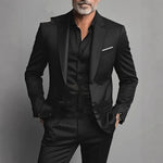 Men's slim-fit three-piece business suit by Yeha Maison, featuring a tailored jacket, vest, and matching trousers.