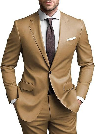 Men's single-button two-piece suit by Yeha Maison, featuring a tailored jacket and matching trousers, formal menswear for special occasions.