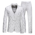 Men's slim fit linen three-piece suit by Yeha Maison, featuring tailored jacket, vest, and trousers in light linen fabric.