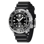 Men's Yeha Maison NH35 automatic diver's watch with black dial, stainless steel case, and rotating bezel.