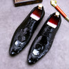 Men's crocodile embossed cowhide Oxford dress shoes by Yeha Maison, featuring a sleek, polished leather design.