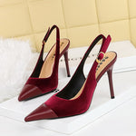 Women's suede pointed-toe stiletto heels by Yeha Maison, stylish and elegant shoes with a sleek design and high heel.