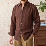 Light beige breathable casual thin collar shirt from Yeha Maison, featuring a relaxed fit and lightweight fabric for everyday wear.