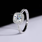 Yeha Maison S925 sterling silver jewelry set featuring moissanite ring, necklace, and earrings with sparkling stones.
