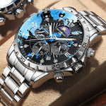Men's Yeha Maison Tonneau Tourbillon Moon Phase Mechanical Watch with curved case and intricate dial details.