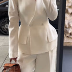 Women's square-neck double-button fitted blazer by Yeha Maison, shown in a tailored design with clean lines and structured fit.