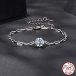 Women's D Color 1ct Moissanite S925 Silver Bracelet showcasing sparkling gemstone and delicate silver chain design.