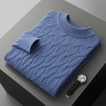 Men's thick knit turtleneck pullover sweater by Yeha Maison, featuring a half-turtleneck collar and cozy textured knit fabric.