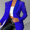 Women's rhinestone-embellished open-front blazer by Yeha Maison, featuring elegant detailing and a stylish, modern fit.
