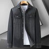 Men's combed cotton denim long sleeve shirt from Yeha Maison, showing the classic blue denim top with buttoned cuffs and collar.