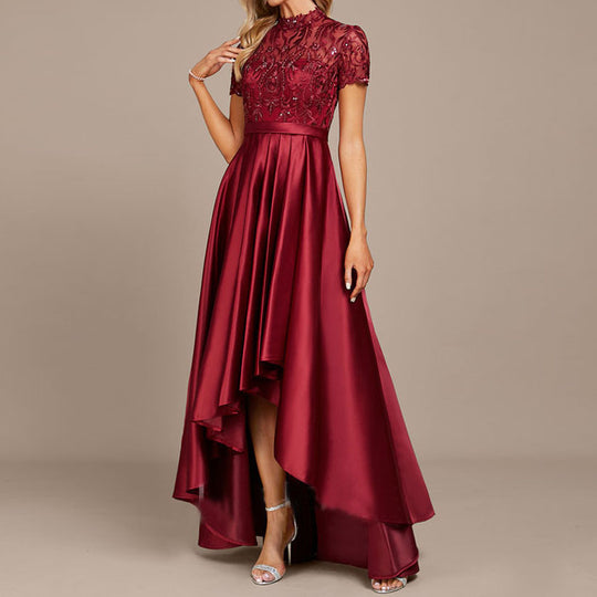 Wine red fishtail maxi dress for women by Yeha Maison, flowing fabric with elegant fit and stylish design.