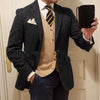 Yeha Maison slim herringbone blazer featuring a tailored fit and classic pattern, suitable for professional or casual wear.