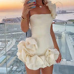 Yeha Maison one-shoulder ruffled evening dress with elegant draping, perfect for formal events and evening occasions.