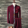 Men's two-piece suit with dragon embroidery and Mandarin collar from Yeha Maison, shown in a tailored fit with detailed embroidery.