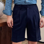Men's Italian-cut tailored pleated shorts by Yeha Maison, stylish men's pants with a classic fit and pleated design.