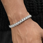 Platinum plated full diamond tennis bracelet by Yeha Maison featuring sparkling diamonds on a sleek jewelry design.