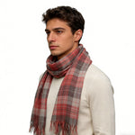 Orange and red yarn-dyed lightweight fashion scarf by Yeha Maison featuring a soft, airy fabric with a stylish drape.